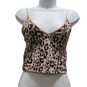 Intimately Free People Leopard Print Ribbed V-Neck Camisole Crop Top Size M/L